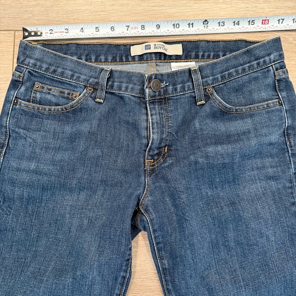 Gap Mid Rise Straight Boy Cut Classic Dark Wash Blue Denim Jeans Women's 10R EUC - Picture 3 of 7